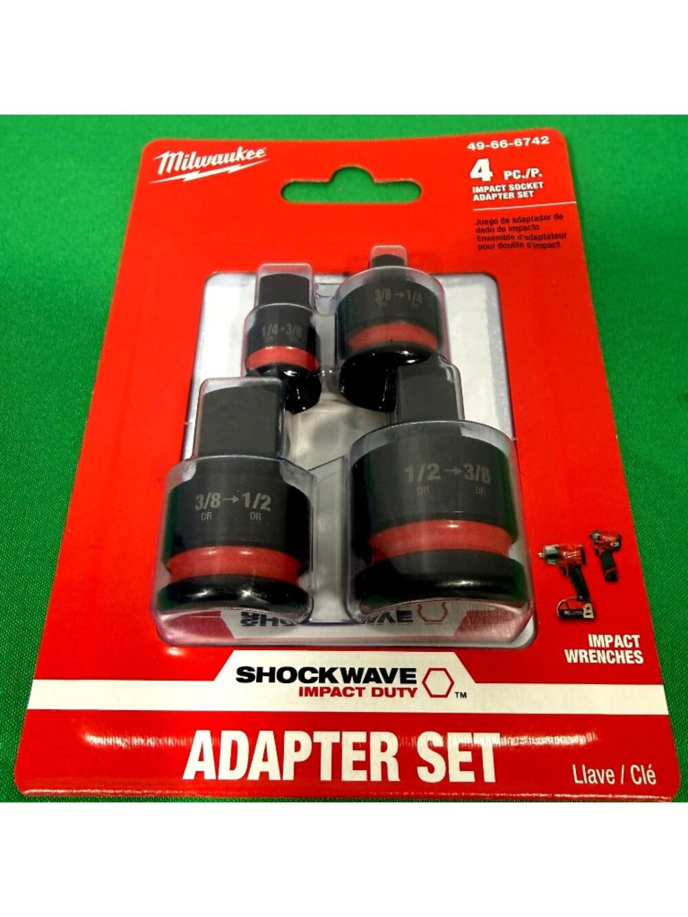 Milwaukee SHOCKWAVE Impact Duty 1/4"-1/2" Drive Adapter Set. 49-66-6742